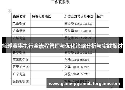 篮球赛事执行全流程管理与优化策略分析与实践探讨