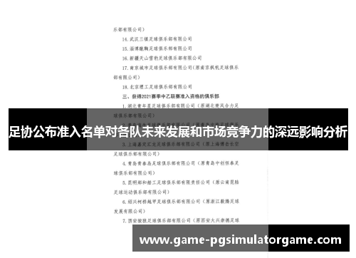足协公布准入名单对各队未来发展和市场竞争力的深远影响分析